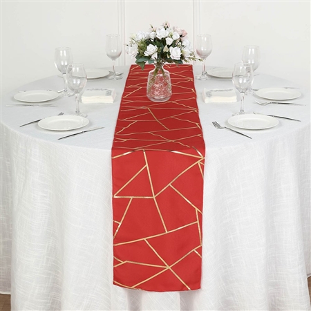 Red Pattern Table Runner Red Geometric Gold Pattern Table Runner | Bulk Supplier
